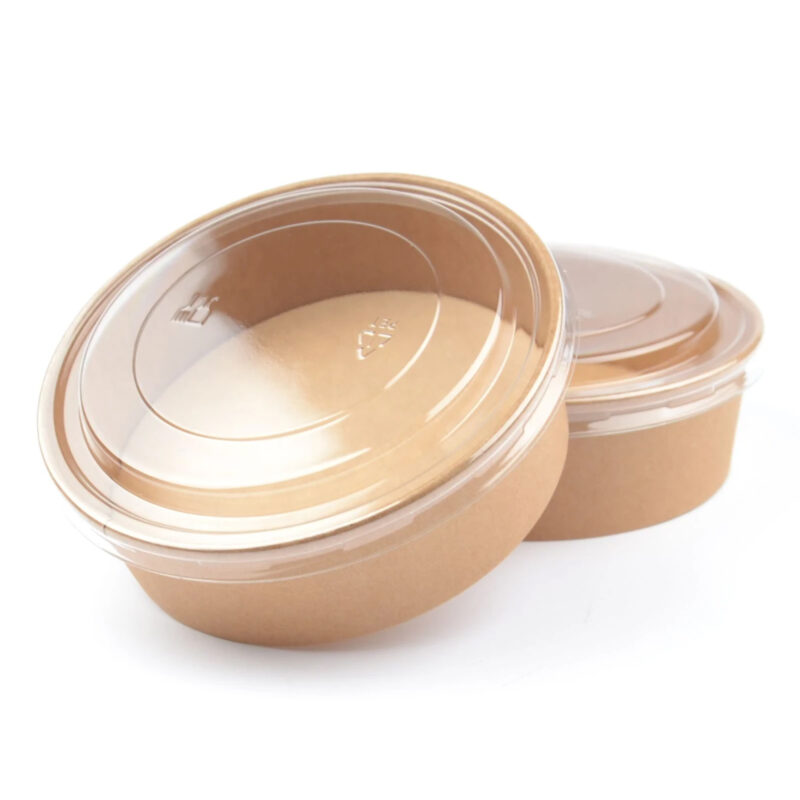 1250 ml Kraft Paper Bowl with rPET Lid Eco-Friendly Food Container